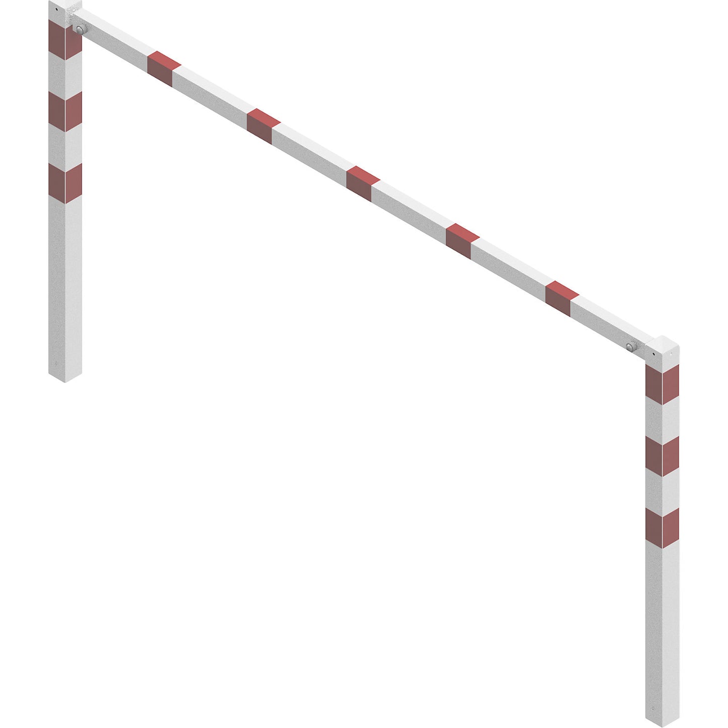 Access barrier, bolt-together, with top rail, white with red reflective stripes, width 2000 mm.