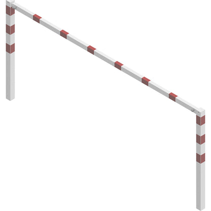 Access barrier, bolt-together, with top rail, white with red reflective stripes, width 3000 mm.