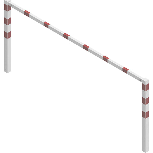 Access barrier, bolt-together, with top rail, white with red reflective stripes, width 3000 mm.