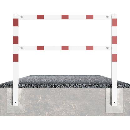 Access barrier, bolt-together, with top rail and knee rail, white with red reflective stripes, width 2000 mm.