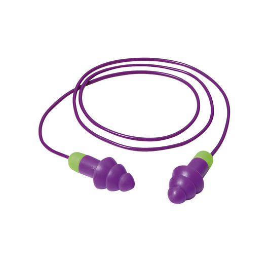 Reusable ear plugs, Rockets® with cord, SNR = 30 dB, pack of 50 pairs.