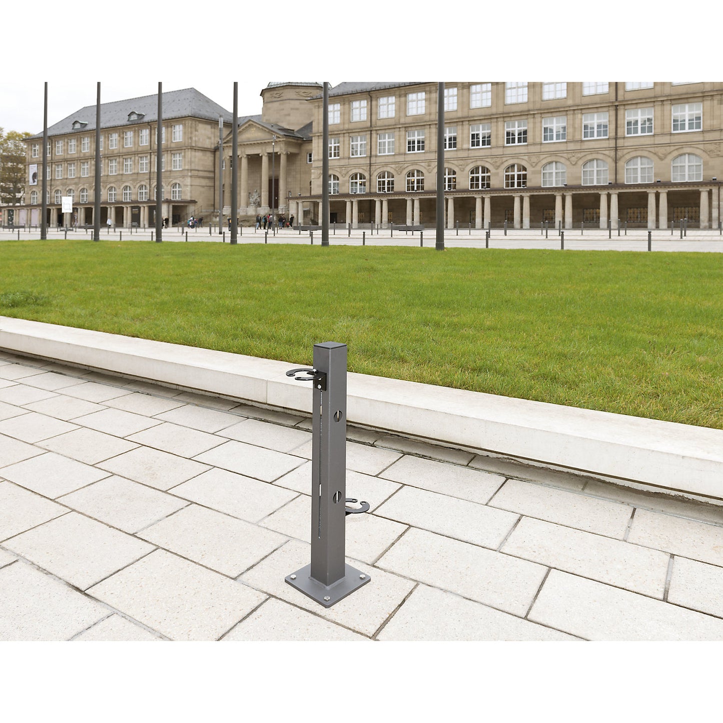 Scooter parking rail, 2 parking spaces, steel 80 x 80 mm, hot dip galvanised, iron glimmer.