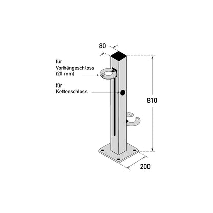 Scooter parking rail, 2 parking spaces, steel 80 x 80 mm, hot dip galvanised, iron glimmer.
