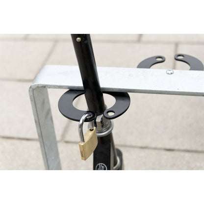 Support clamp set, for 5 scooters, hot dip galvanised, black.