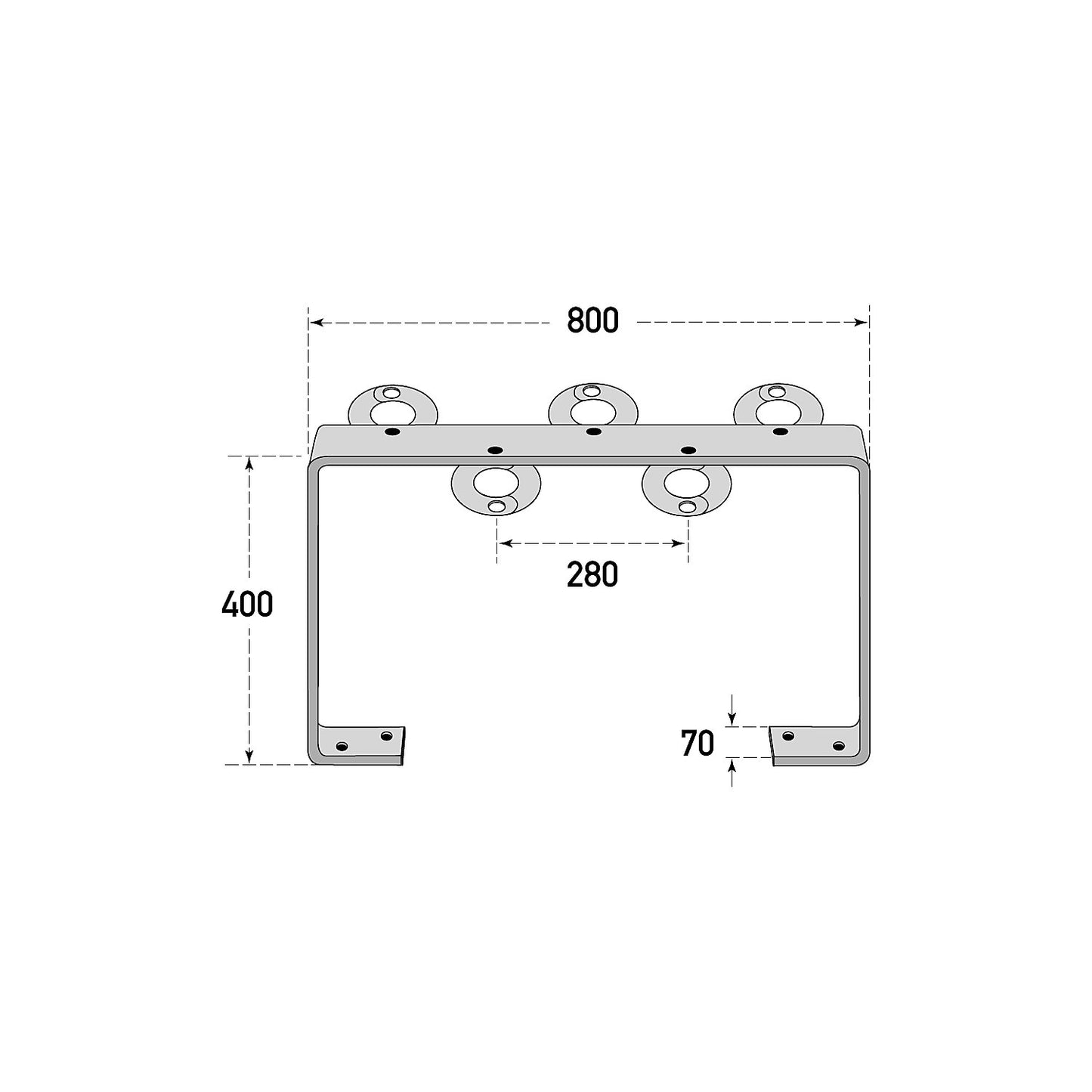 Scooter parking rail, 5 parking spaces, steel 70 x 10 mm, hot dip galvanised.