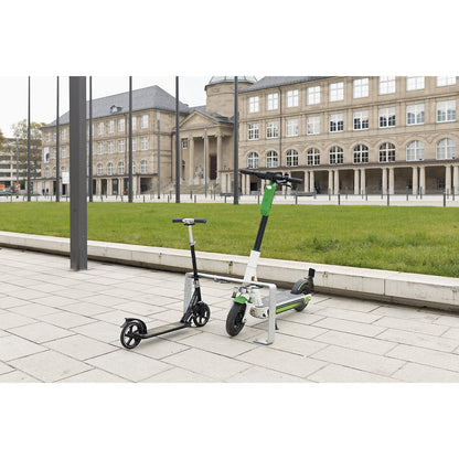 Scooter parking rail, 5 parking spaces, steel 70 x 10 mm, hot dip galvanised, iron glimmer.