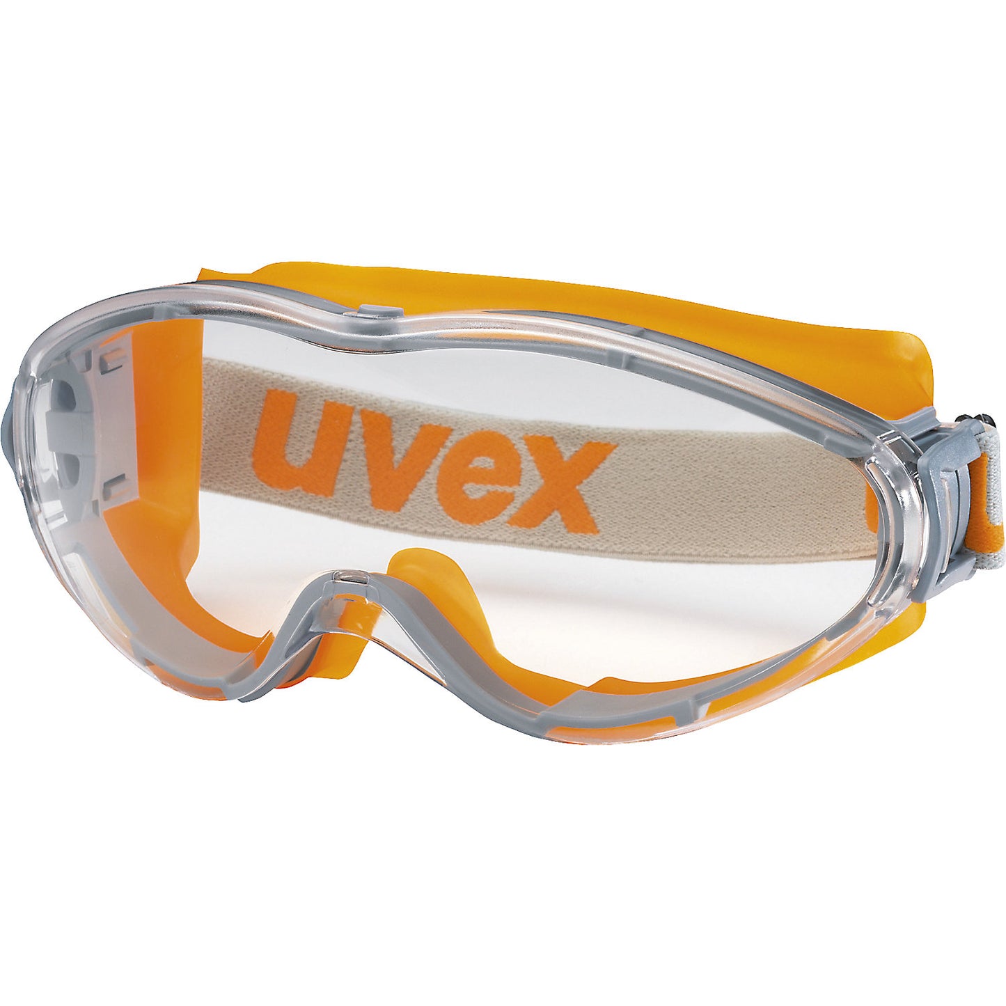 ultrasonic goggles, scratch resistant, non-misting, grey/orange.