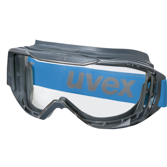 megasonic goggles, clear visor, grey/blue.