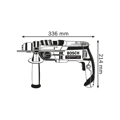 GSB 20-2 Professional impact drill, with quick-action drill chuck, in L-CASE with additional handle.