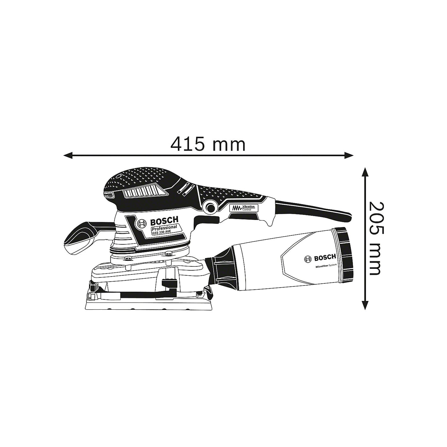GSS 230 AVE Professional orbital sander, in L-BOXX with additional handle, 80 dB(A).