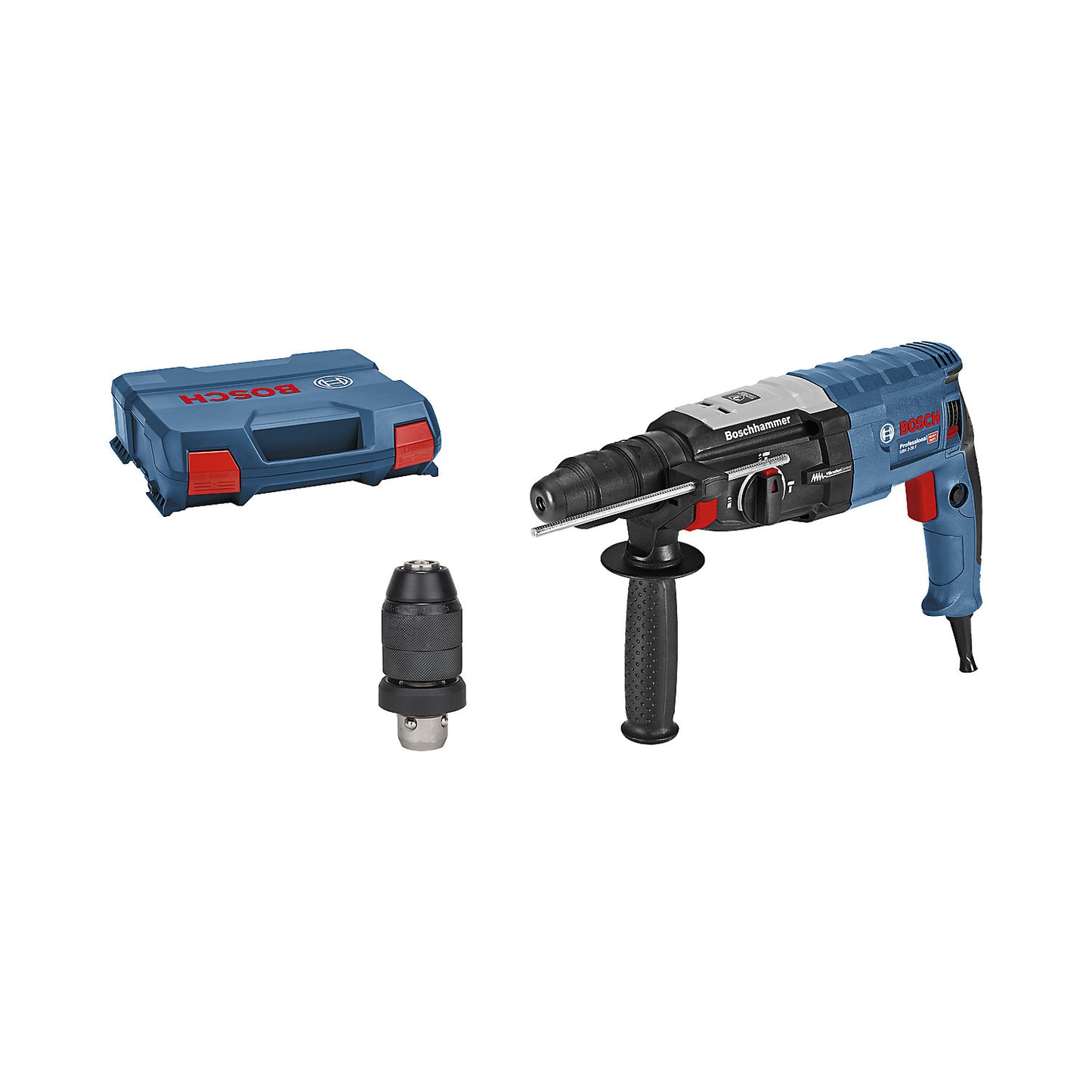 GBH 2-28 F SDS plus Professional hammer drill, in a handyman's case with additional handle, impact energy 3.2 J.