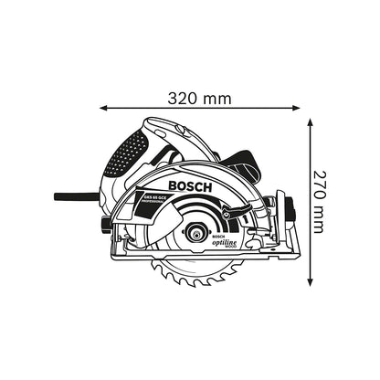 GKS 65 GCE Professional hand-held circular saw, in L-BOXX with dust extraction accessories, 88 dB(A).
