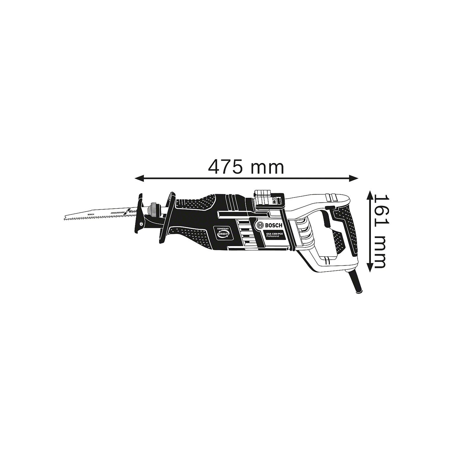 GSA 1300 PCE Professional reciprocating saw, in a handyman's case with sabre saw blade, 95 dB(A).