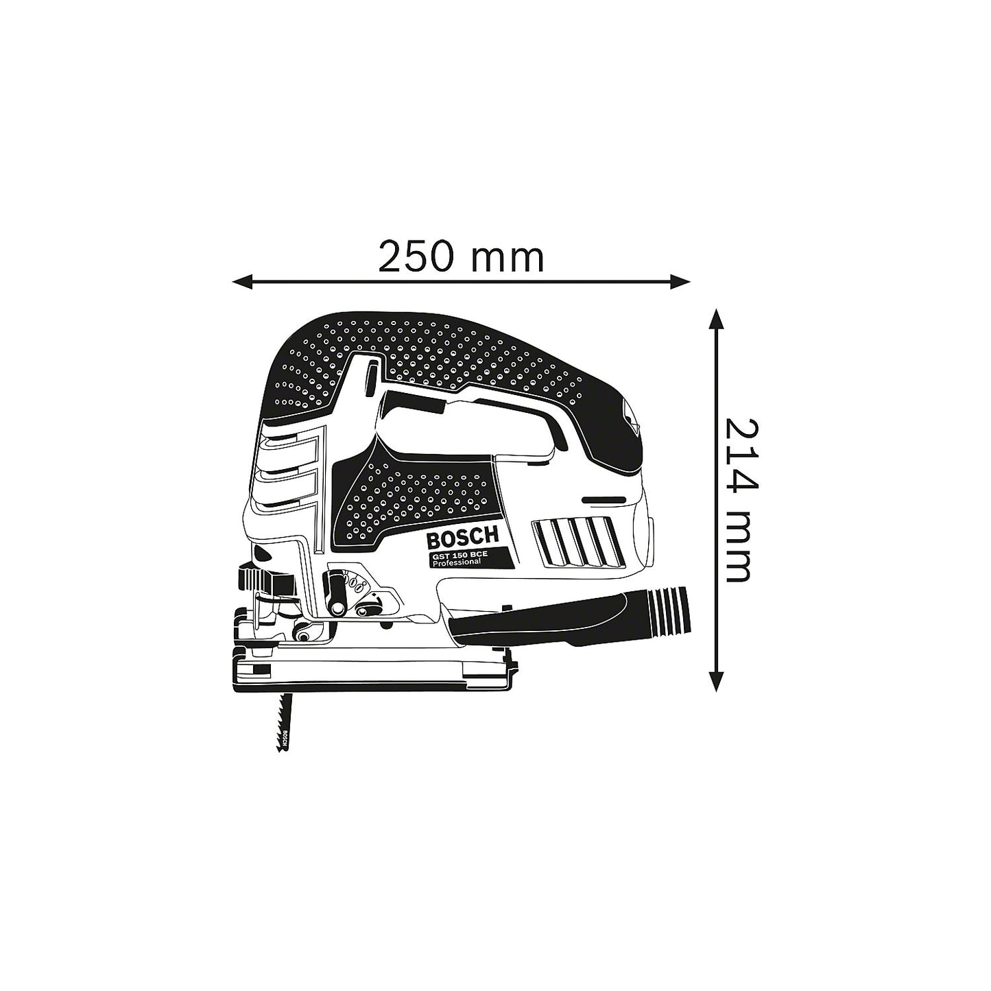 GST 150 BCE Professional jigsaw, in L-BOXX with anti-splinter guard, 83 dB(A).
