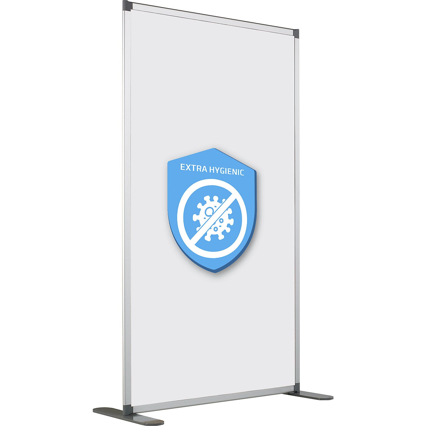 Hygienic whiteboard partition, enamelled, antibacterial board surface, HxWxD 1900 x 1250 x 500 mm.