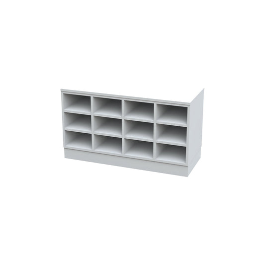 Sitover cloakroom bench, single sided, melamine coated, 12 compartments, length 1090 mm, white.