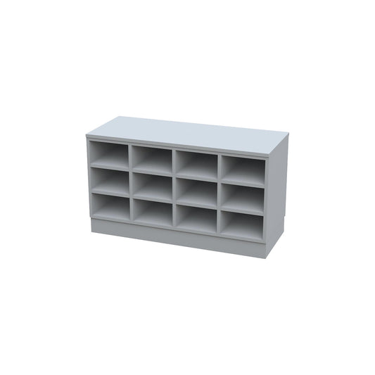 Sitover cloakroom bench, single sided, melamine coated, 15 compartments, length 1360 mm, grey.