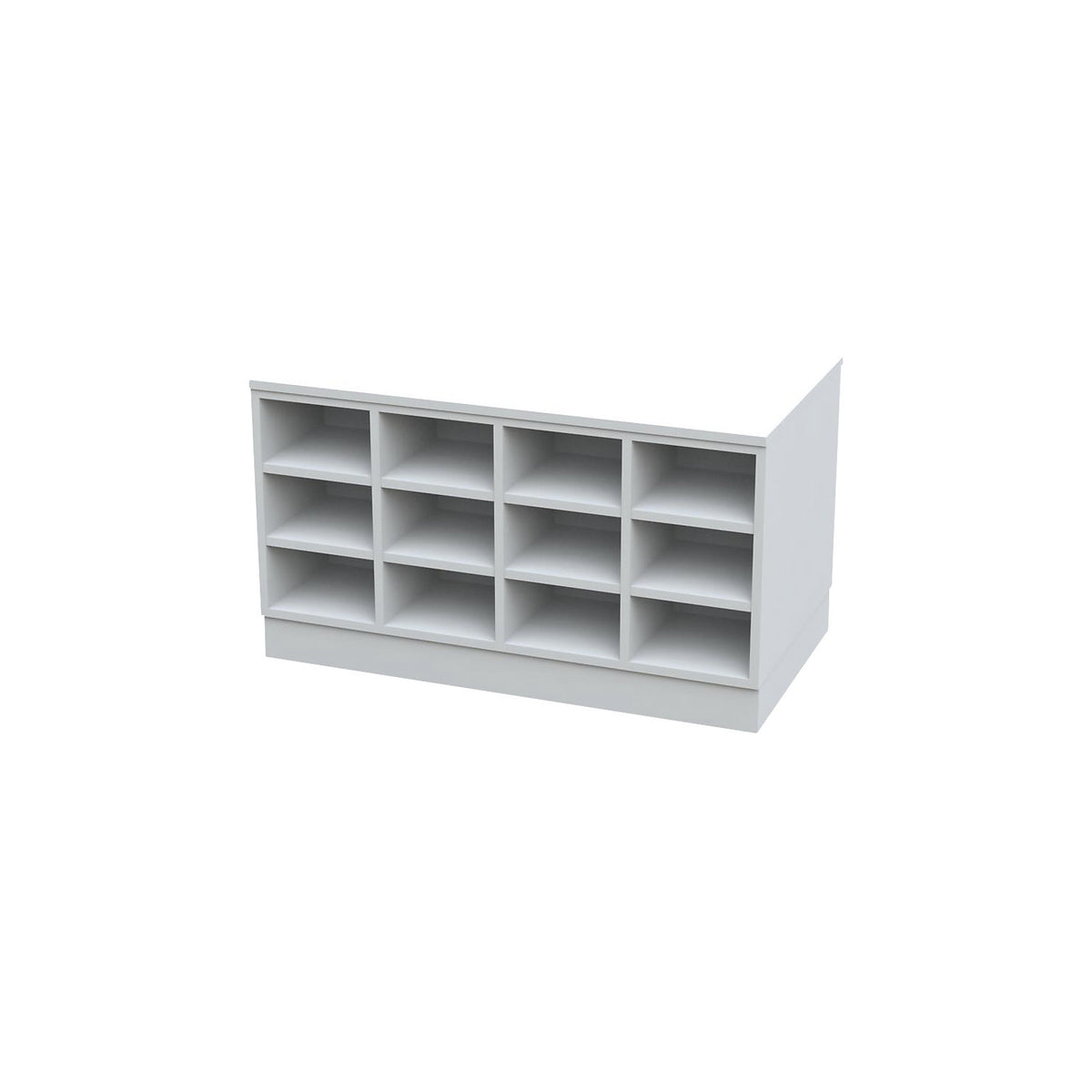Sitover cloakroom bench, double sided, melamine coated, 2 x 12 compartments, length 1090 mm, white.