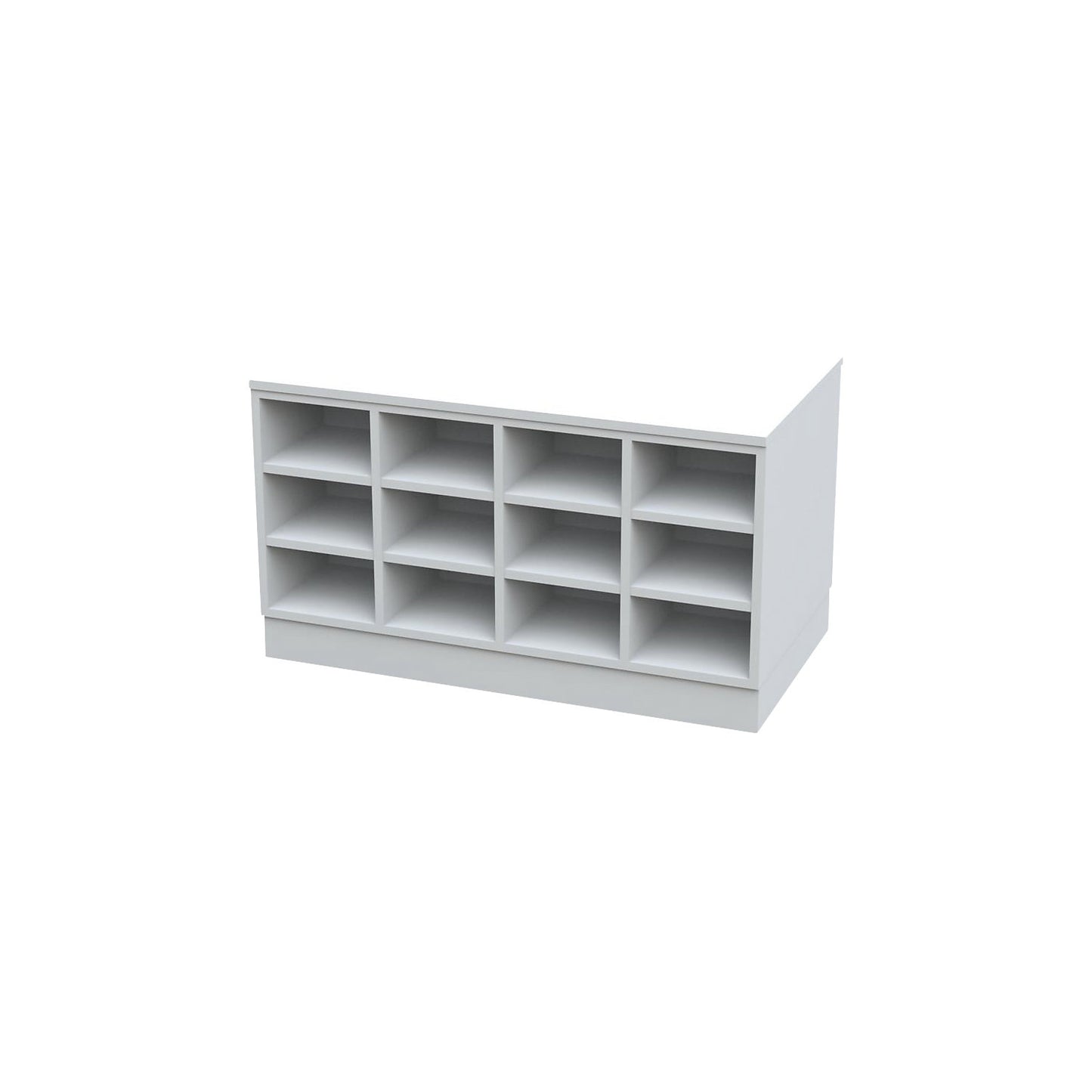 Sitover cloakroom bench, double sided, melamine coated, 2 x 12 compartments, length 1090 mm, white.