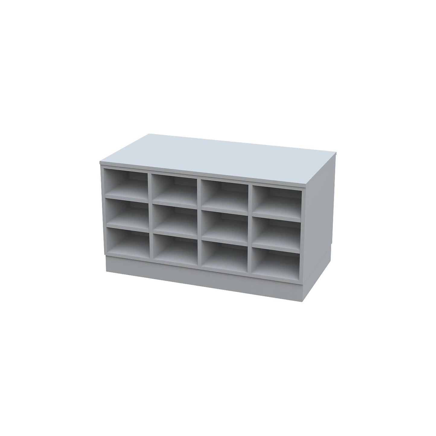 Sitover cloakroom bench, double sided, melamine coated, 2 x 12 compartments, length 1090 mm, grey.