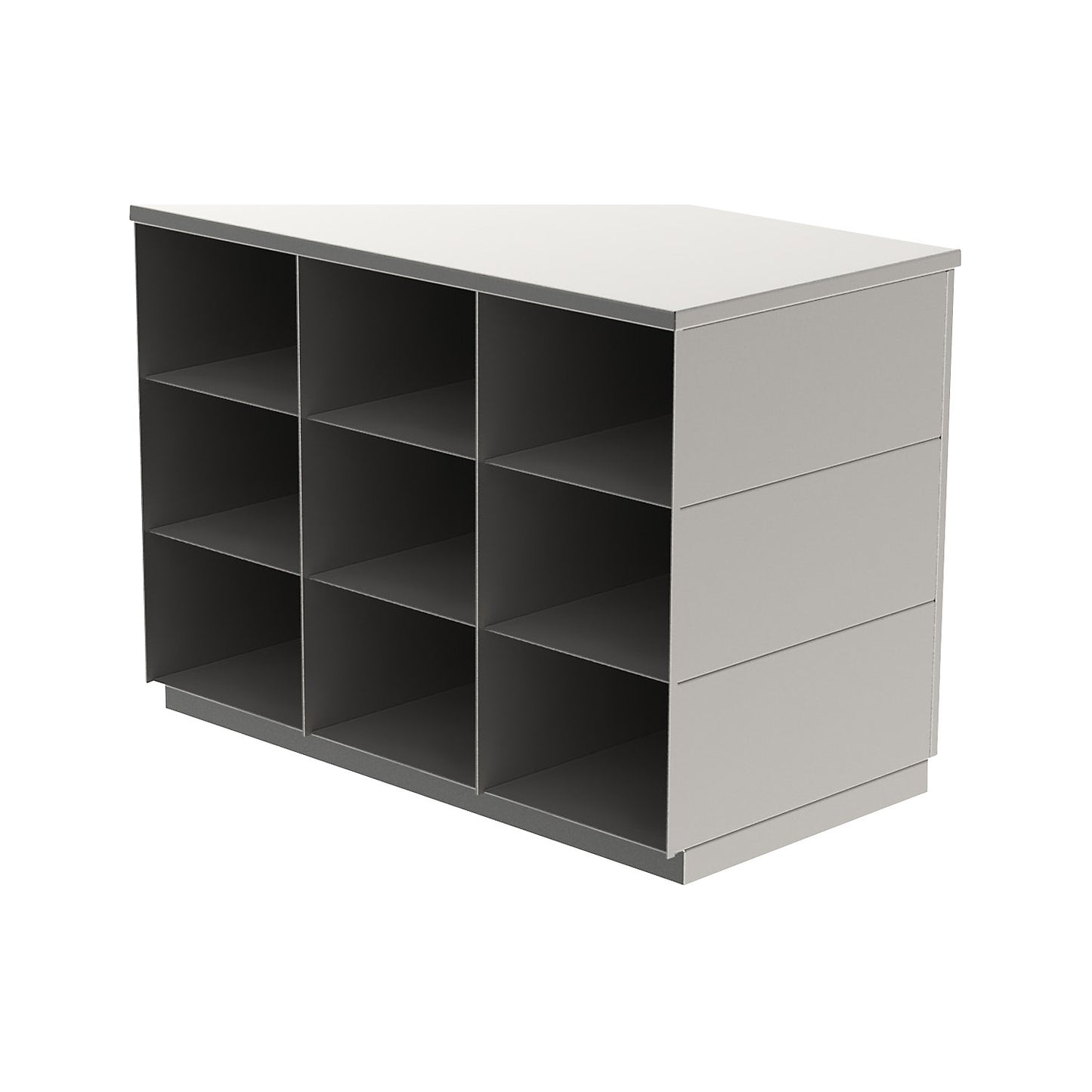 Sitover cloakroom bench, single sided, stainless steel, 9 compartments, length 820 mm.