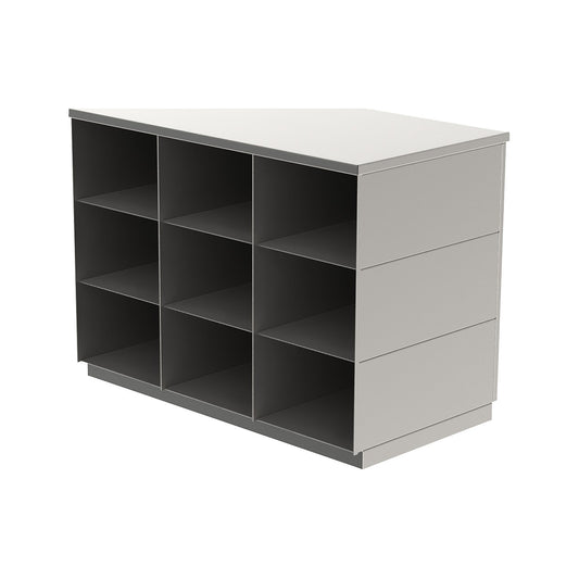 Sitover cloakroom bench, single sided, stainless steel, 9 compartments, length 820 mm.