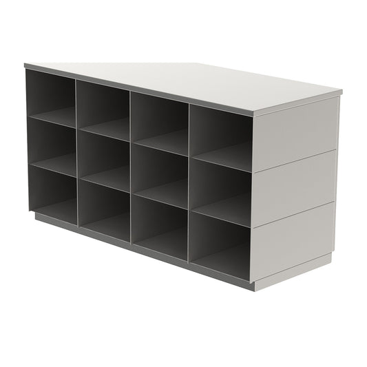 Sitover cloakroom bench, single sided, stainless steel, 12 compartments, length 1090 mm.