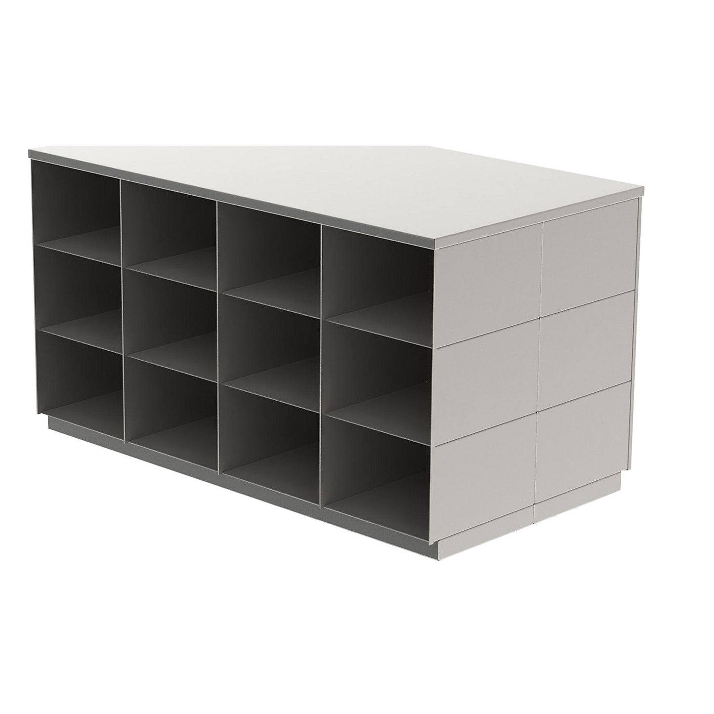 Sitover cloakroom bench, double sided, stainless steel, 2 x 12 compartments, length 1090 mm.