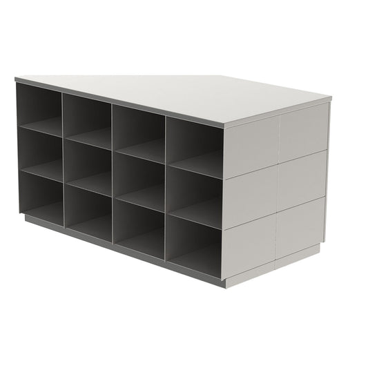 Sitover cloakroom bench, double sided, stainless steel, 2 x 12 compartments, length 1090 mm.