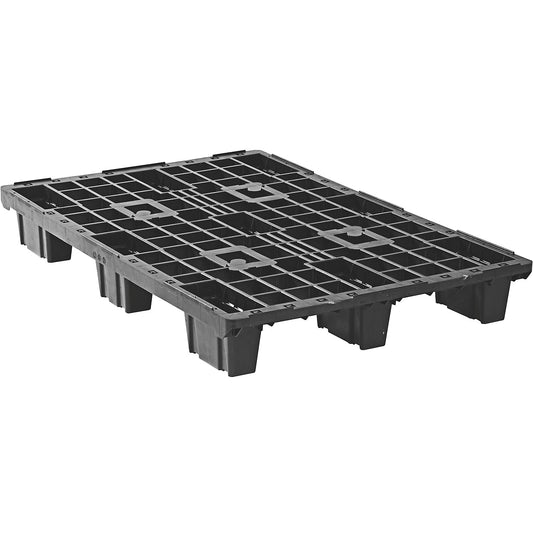 Lightweight pallet with edge, LxW 1200 x 800 mm, with 9 feet, pack of 10, black.