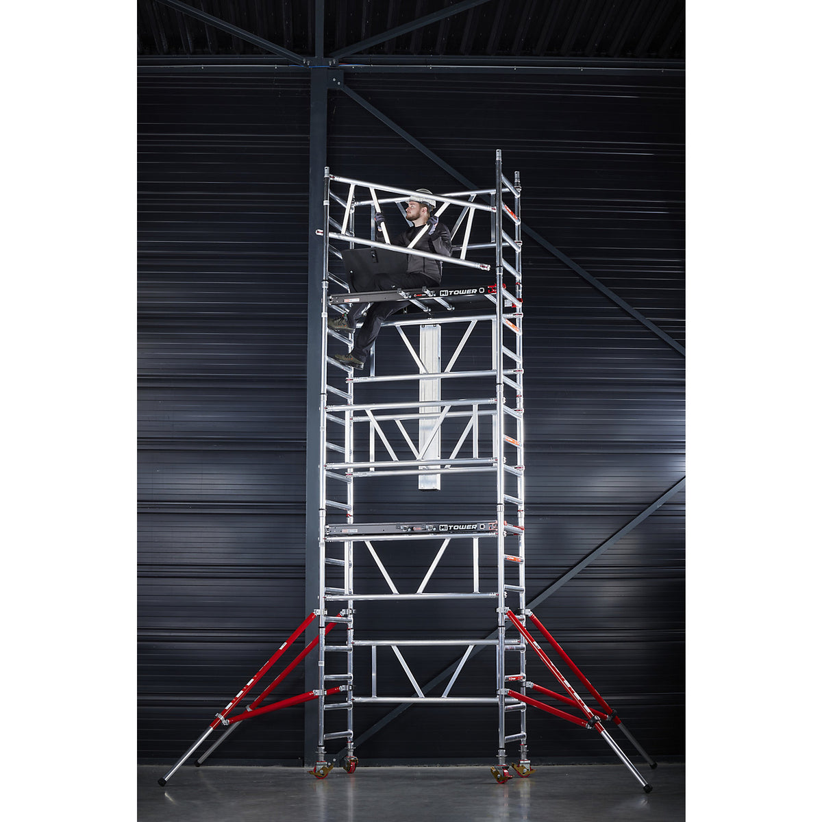 MiTOWER Plus quick assembly mobile access tower, Fiber-Deck® platform, working height 4 m.