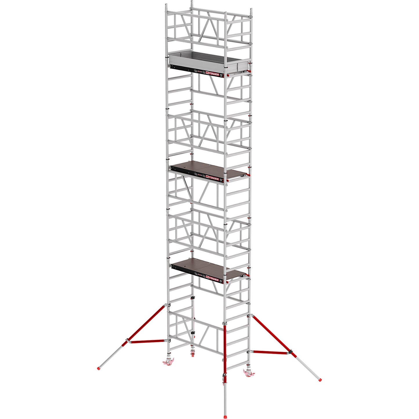 MiTOWER Plus quick assembly mobile access tower, wooden platform, working height 8 m.