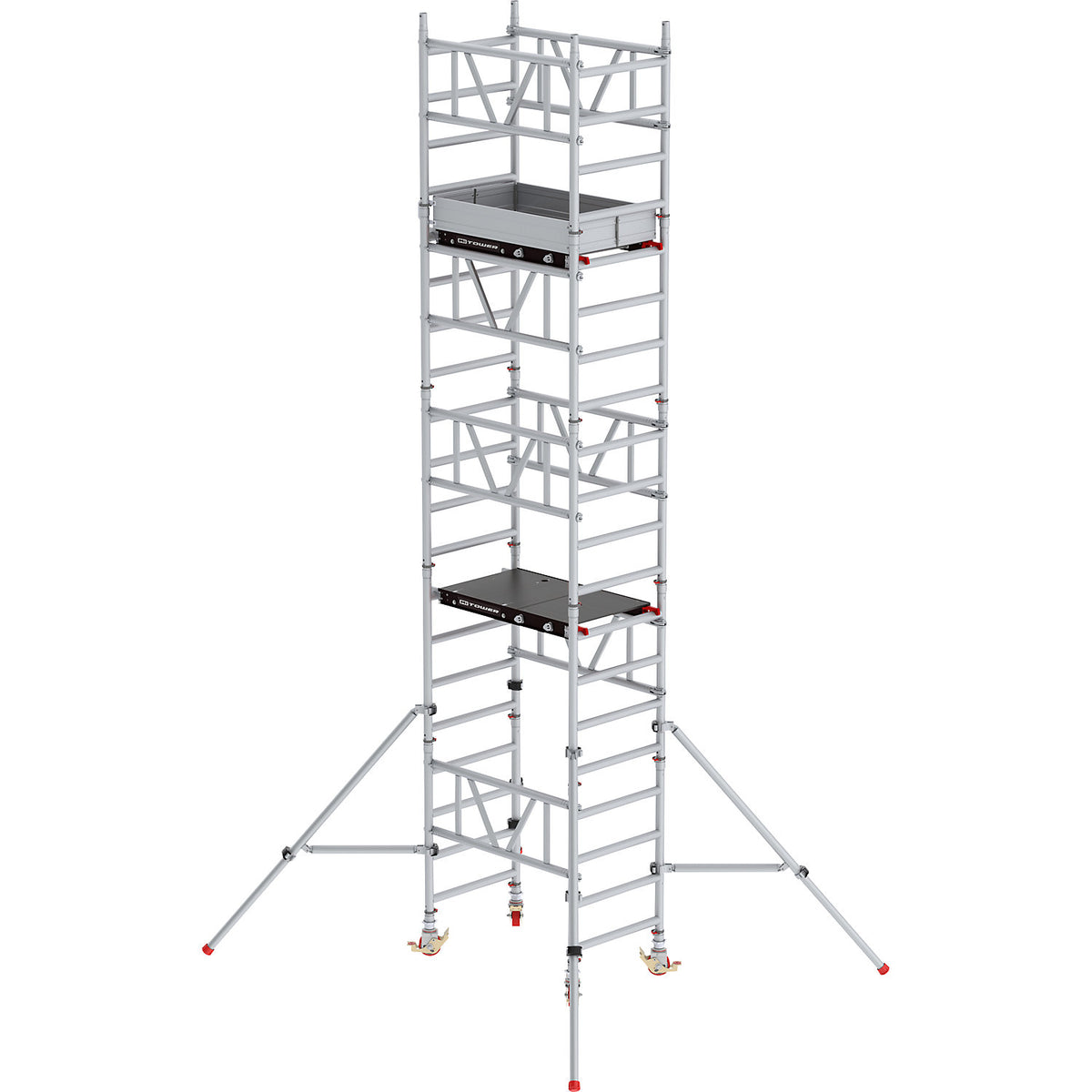 Standard MiTOWER quick assembly mobile access tower, Fiber-Deck® platform, LxW 1200 x 750 mm, working height 6 m.
