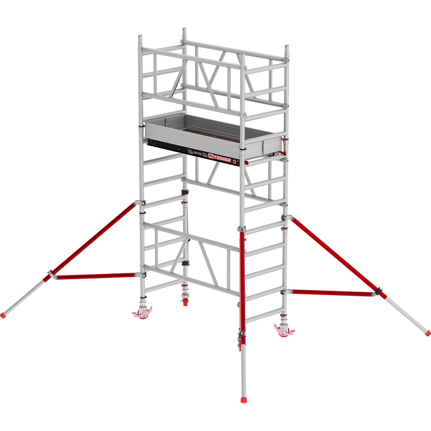 MiTOWER Plus quick assembly mobile access tower, Fiber-Deck® platform, working height 4 m.