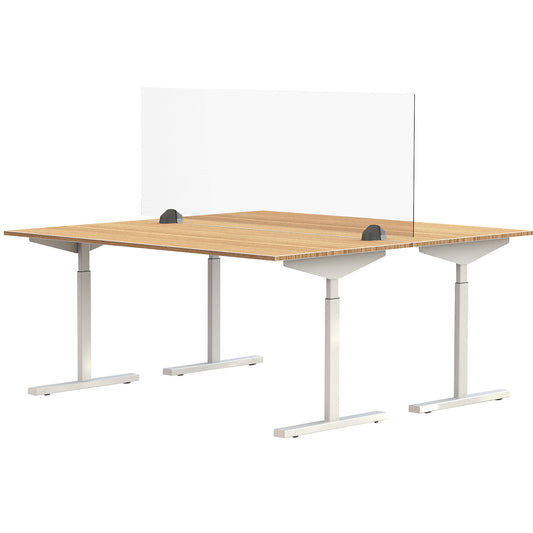 Desk partition for a double workplace, acrylic glass and polystyrene, transparent, width 1600 mm.