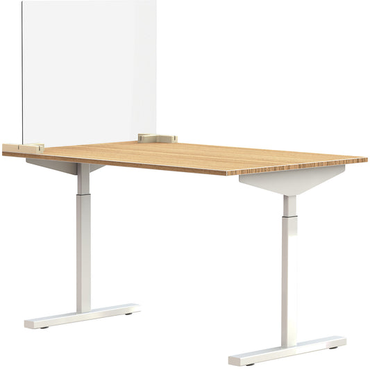 Partition for desks/tables, incl. 2 T-shaped foot connectors, HxW 590 x 750 mm.