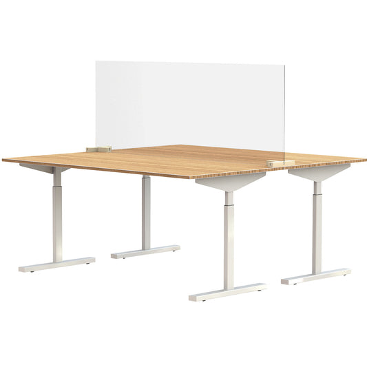 Partition for desks/tables, incl. 2 T-shaped foot connectors, HxW 590 x 1600 mm.