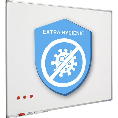 Hygienic whiteboard, enamelled, antibacterial board surface, HxWxD 1200 x 1500 x 14 mm.