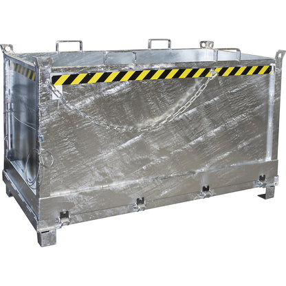 Hinged bottom skip, capacity 1.5 m³, hot dip galvanised.