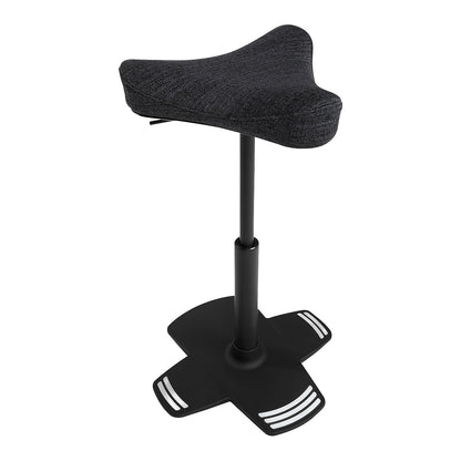 SITNESS FALCON anti-fatigue stool, with ergonomically shaped saddle seat, black cover.