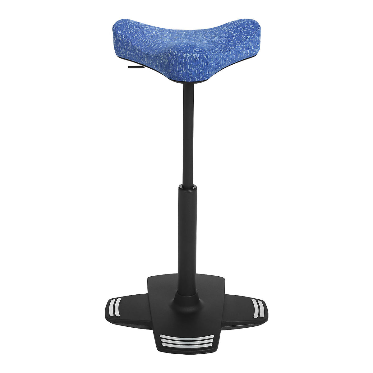 SITNESS FALCON anti-fatigue stool, with ergonomically shaped saddle seat, blue cover.