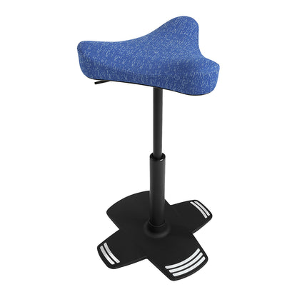 SITNESS FALCON anti-fatigue stool, with ergonomically shaped saddle seat, blue cover.