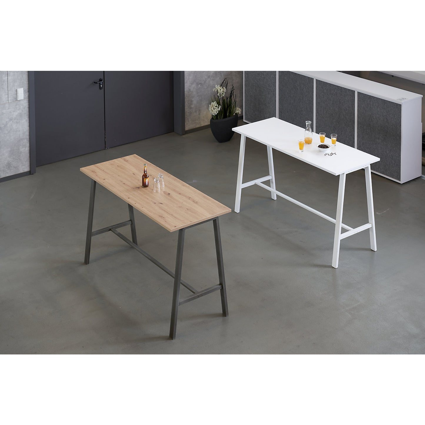 HIGH CREATIVE multi-purpose table, HxWxD 1040 x 1750 x 680 mm, knotty oak / crude steel.
