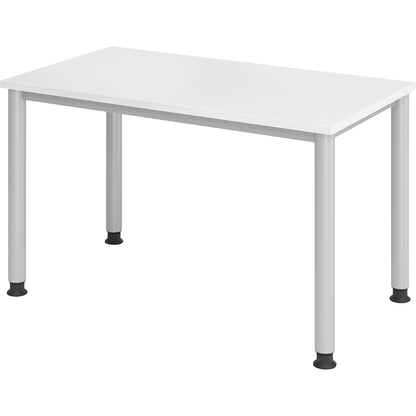 RENATUS - Mini-Office 4 desk, 4-legged frame, width 1200 mm, white, round tubular steel.
