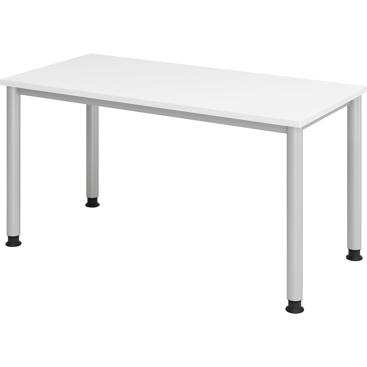 RENATUS - Mini-Office 4 desk, 4-legged frame, width 1400 mm, white, round tubular steel.