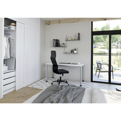 RENATUS - Mini-Office 4 desk, 4-legged frame, width 1200 mm, white, round tubular steel.