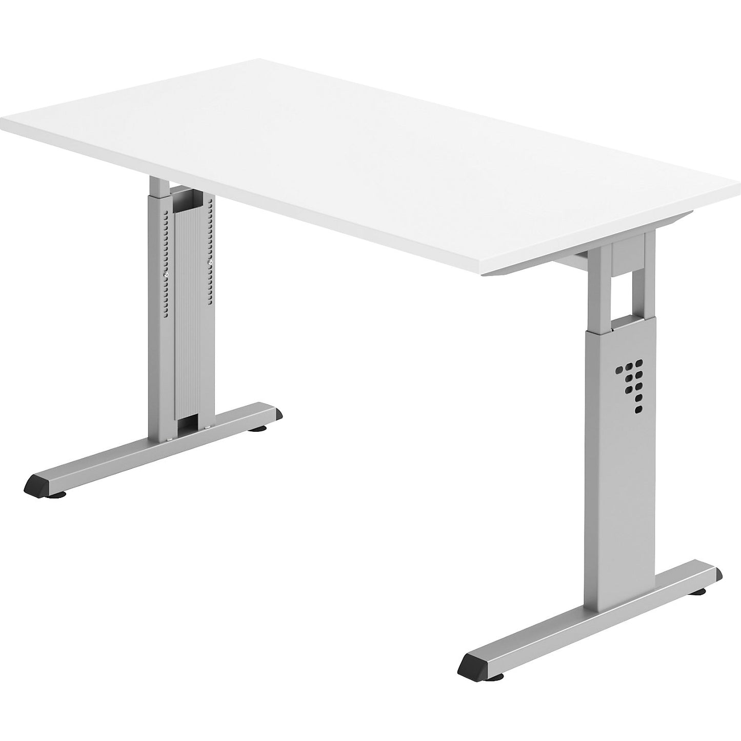 Mini-Office C desk, C-foot frame, width 1200 mm, white / aluminium silver.