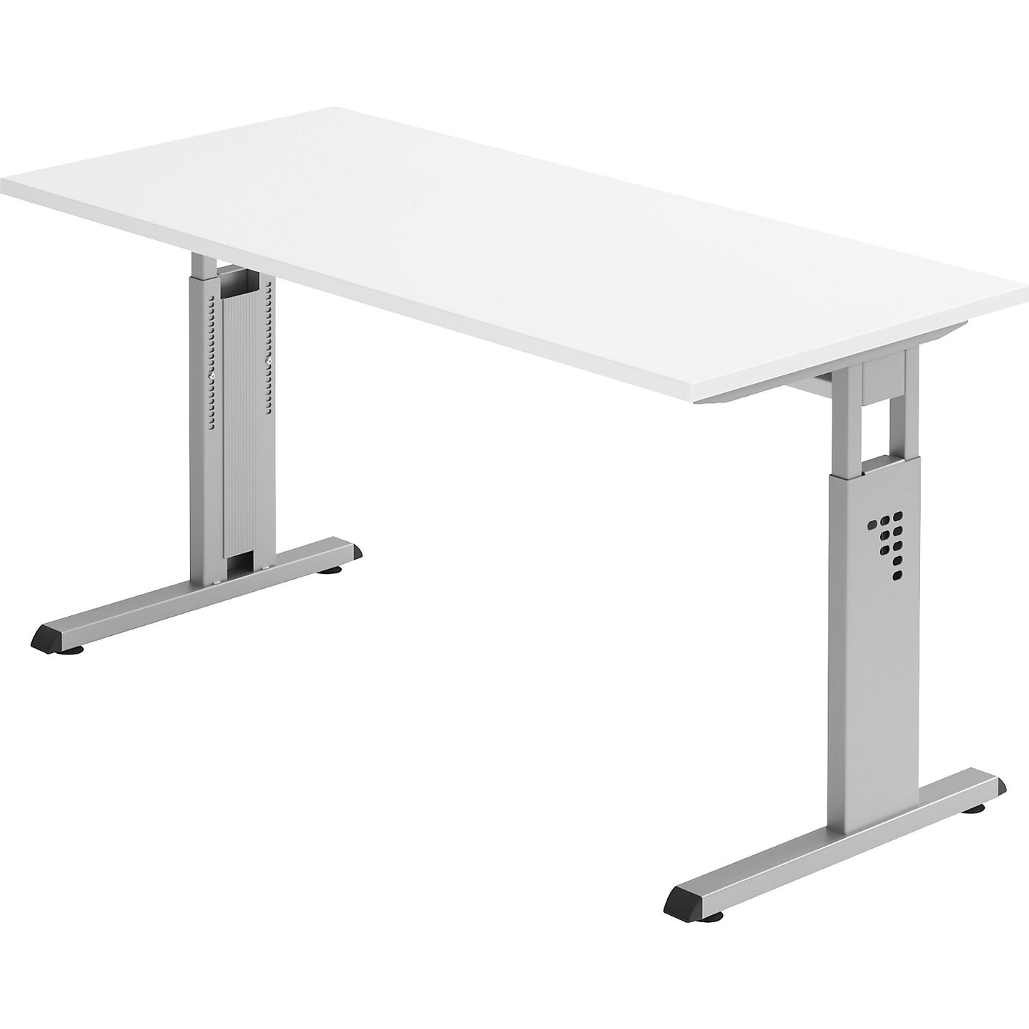 Mini-Office C desk, C-foot frame, width 1400 mm, white / aluminium silver.