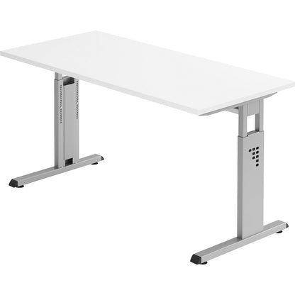 Mini-Office C desk, C-foot frame, width 1400 mm, white / aluminium silver.