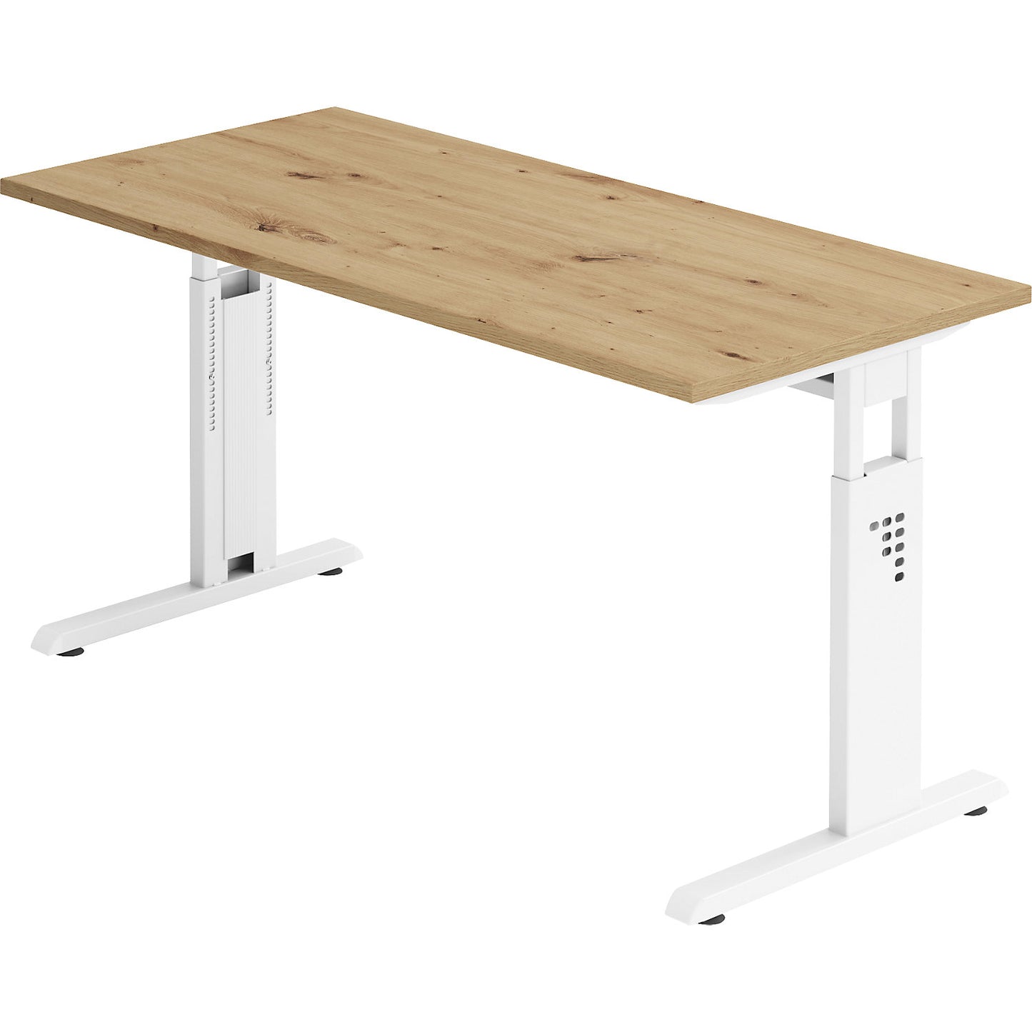 Mini-Office C desk, C-foot frame, width 1400 mm, oak finish / white.